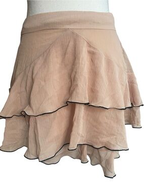 Zara Chiffon Ruffle Mini Skirt Pink
